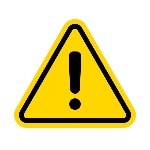 Hazard warning attention sign with exclamation mark symbol. Vector illustration.